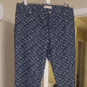 Michael Kors Navy and White Patterned Trousers